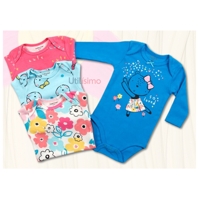 Imagen 2 del producto Pack 4 Bodys Tedmimak Niña Manga Larga Ositos 