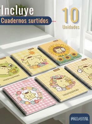 Imagen 2 del producto Pack 10 Cuadernos Universitarios Pompompurin de 100 Hojas 7mm Proarte Diseño Surtido