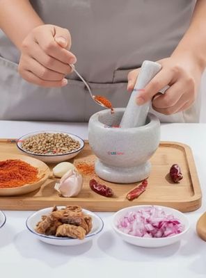 Mortero De Piedra Mármol Natural Pulido Para Moler Especies