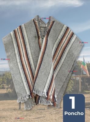 Poncho Mapuche Lana Grueso Fiestas Patrias Mantas
