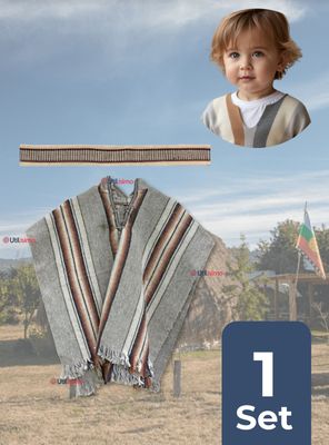 Imagen 2 del producto Set Poncho Manta Mapuche +Trarilonco Fiestas Patrias Mantas y Cintillo