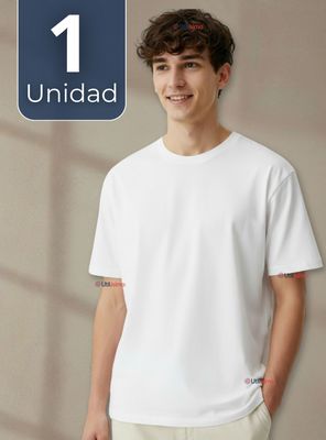 Imagen 1 del producto Polera Camiseta 150g Manga Corta 100% Algodón Textura Suave Color Blanco Hombre