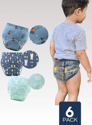 Pack 6 Calzón Calzoncillo Entrenamiento Algodón Absorbente Transpirable Cintura Elástica