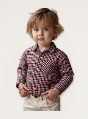 Camisa Huaso Cuadrillé Manga Larga Algodón Cuadros Negro y Rojo