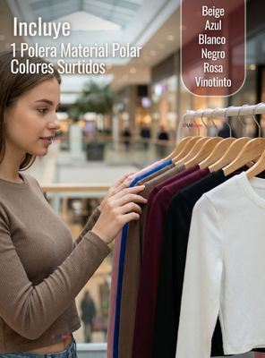 Imagen 2 del producto Camiseta Polar Manga Larga Polera Tela Acanalada Colores Surtidos