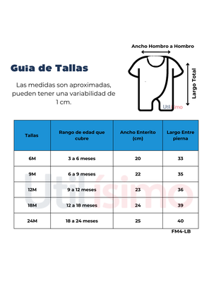 Imagen 2 del producto Enterito Corto 100% Algodón Bebé Niña 6 a 24 Meses Love