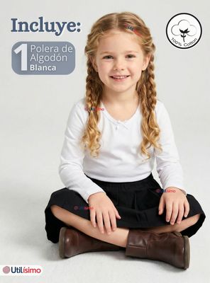 Imagen 2 del producto Camiseta Polera Algodón Cuello Redondo Blanca Primera Capa Manga Larga Niña