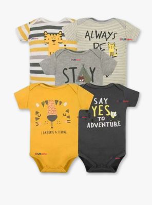 Pack 5 Bodys Niños Manga Corta Tedmimak 100% Algodón Baby Tiger
