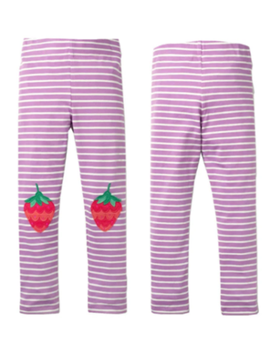 Calzas Niña Fresas Morado Con Rayas Blancas Jump Kids 100% Algodón