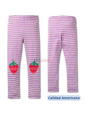 Imagen 2 del producto Calzas Niña Fresas Morado Con Rayas Blancas Jump Kids 100% Algodón