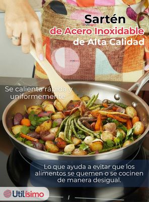 Imagen 2 del producto Sartén Acero Inoxidable Antiadherente 28cm Para Freír Saltear