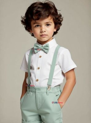 Conjunto de Vestir con Tirantes Camisa blanca Pantalón Corto de Algodón Niño
