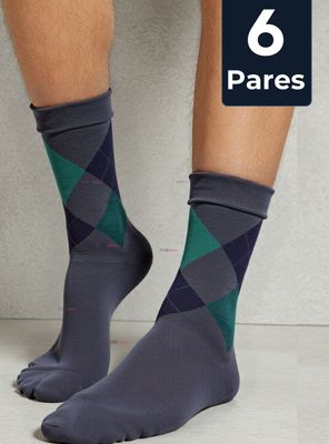 Pack 6 Pares Calcetines Acrílico de Vestir Hombre Rombos Surtidos