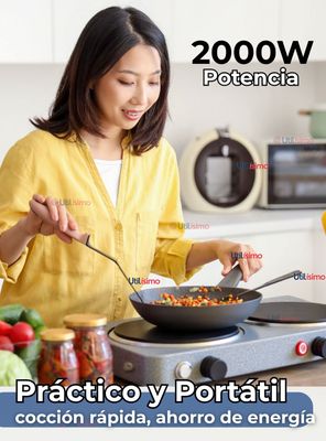 Imagen 2 del producto Cocina Eléctrica 2 Platos Cocinilla Portátil 2000W 