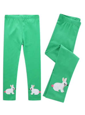 Calzas Niña Conejos Verde Jump Kids 100% Algodón