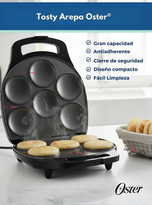 Imagen 2 del producto Tosty Arepa Oster® CKSTAM05013 Color Negro Versión 2026