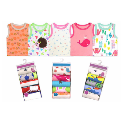 Pack 5 Poleras De Algodón Sin Manga Niña Tedmimak