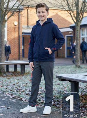 Imagen 1 del producto Polerón Escolar Polar Con Capucha Niño Unisex Color Azul 5 a 12 años