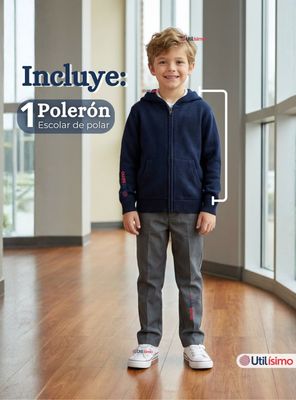 Imagen 2 del producto Polerón Escolar Polar Con Capucha Niño Unisex Color Azul 5 a 12 años