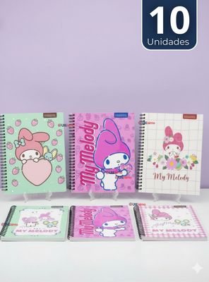 Imagen 1 del producto Pack 10 Cuadernos Universitarios My Melody 100 Hojas Proarte 7mm Diseños Surtidos