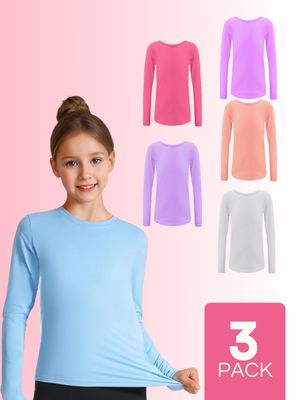 Pack 3 Camisetas Polar Niña Primera Capa Cuello Redondo