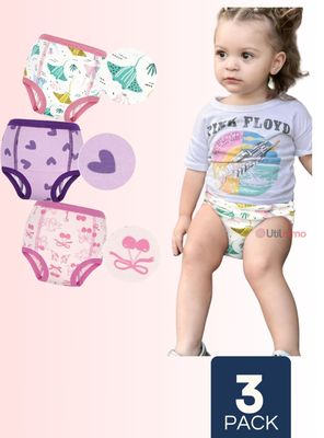 Pack 3 Calzón Pantys Niña Entrenamiento Algodón Absorbente Transpirable Cintura Elástica