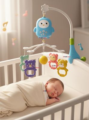 Móvil Sonajero Giratorio Musical Bebé Niño color Azul