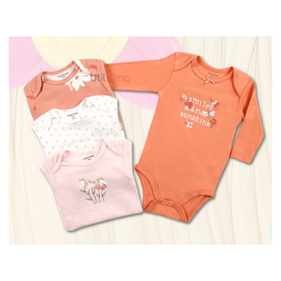 Imagen 2 del producto Pack 4 Bodys Tedmimak Niña Manga Larga Smile and Sunshine 100% Algodón