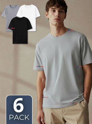 Pack 6 Camisetas Poleras 100% Algodón Básica Elástica Hombre Colores Surtidos