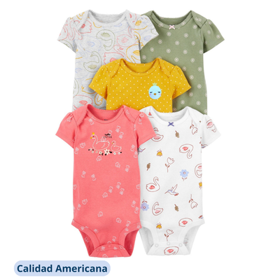 Pack 5 Bodies Manga Corta Tedmimak Patitos Alegres 100% Algodón