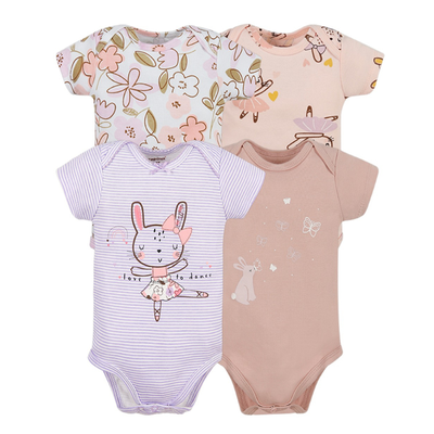 Pack de 4 Bodys Bebé Niña Tedmimak Manga Corta Coneja