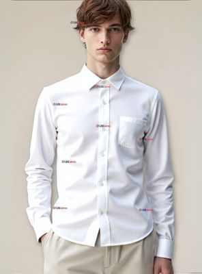 Imagen 1 del producto Camisa Casual De Vestir Manga Larga Cuello Americano Algodón Blanco