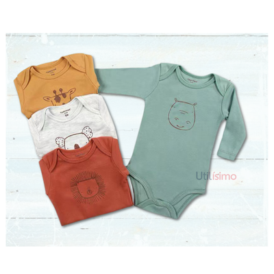 Imagen 2 del producto Pack 4 Bodys Tedmimak Niño Manga Larga Animales