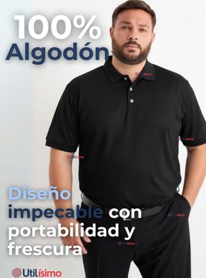 Imagen 2 del producto Polera Pique Premium 200g Manga Corta Algodón Textura Suave Chemise Negro Hombre