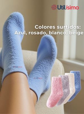 Imagen 2 del producto 2 Pares Calcetines Térmicos Poliéster Peluditos Niña Colores Surtidos