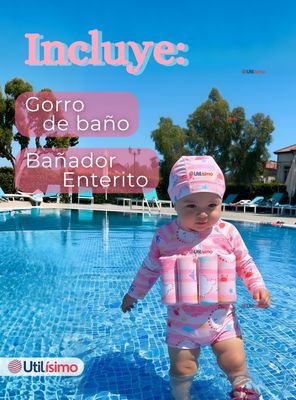 Imagen 2 del producto Traje de Baño Flotador Enterito Con Gorro 2 Piezas Niña 9 a 36 Meses Marine Fantasy