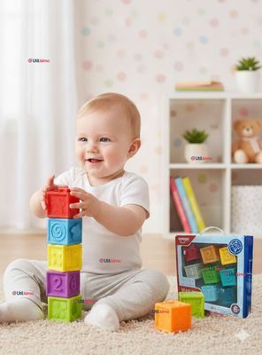 Set 8 Bloques Sensoriales De Silicona Con Números Juguete para Bebé