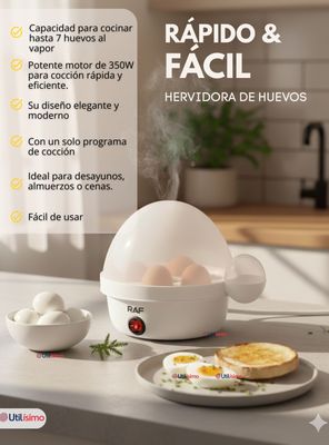 Imagen 2 del producto Máquina Hervidor Cocedor Huevos Vapor Eléctrico 350w Raf Color Blanco