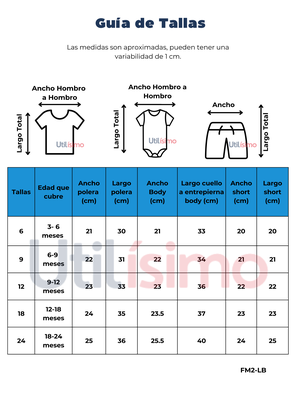 Imagen 2 del producto Set 3 Piezas Conjunto con Body Estampado Bebé Niño 6 a 24 Meses Green Dinosaur
