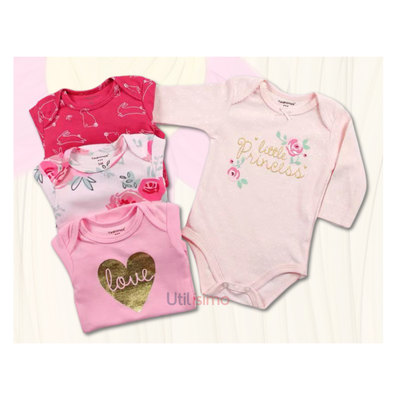 Imagen 2 del producto Pack 4 Bodys Tedmimak Niña Manga Larga Little Princess 100% Algodón