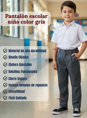 Imagen 2 del producto Pak 3 Pantalones Escolares Colegio Clásico Gris para Niños