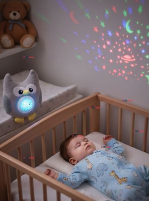 Peluche Búho Espantacuco Con Luz, Sonido Para Bebé Niño Niña