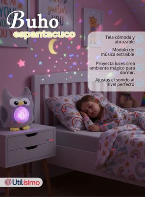 Imagen 2 del producto Peluche Búho Espantacuco Con Luz, Sonido Para Bebé Niño Niña