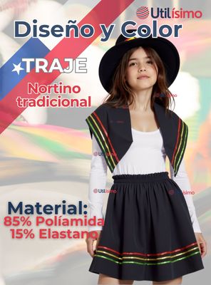 Imagen 2 del producto Pack 3 Traje Nortino Negro 4 Piezas Niñas Fiestas Patrias Baile Nortino
