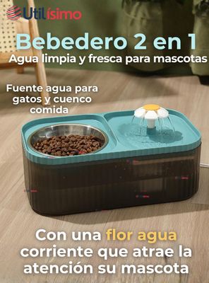 Imagen 2 del producto Fuente de Agua Bebedero 2 en 1 Eléctrico para Gatos Capacidad 3 Litros