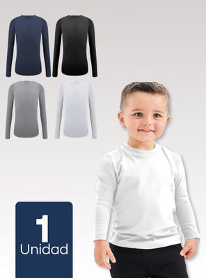 Camiseta Bambú Primera Capa Polera Cuello Redondo Surtido Niño