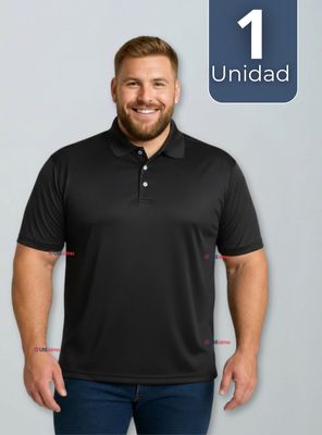 Polera Pique Premium 200g Manga Corta 100% Algodón Textura Suave Chemise Color Negro Hombre