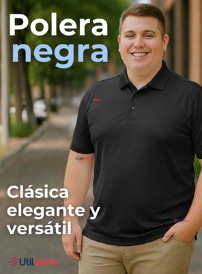 Imagen 2 del producto Polera Pique Premium 200g Manga Corta 100% Algodón Textura Suave Chemise Color Negro Hombre