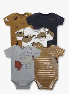 Pack 5 Bodys Niños Manga Corta Tedmimak 100% Algodón Dino Roar