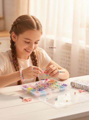 Set De Mostacillas Bisutería Juguete Kit Para Crear Pulseras Y Collares para Niñas